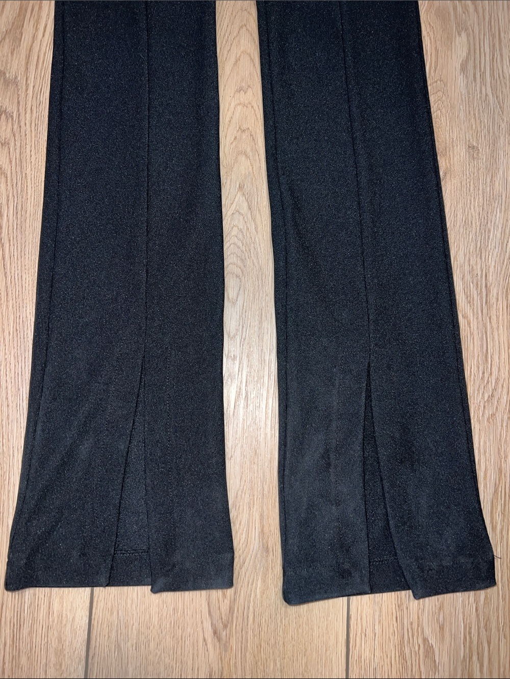 Zara Black High-Waisted Ribbed Flare Leggings with Front Split-hems - Picture 9 of 15